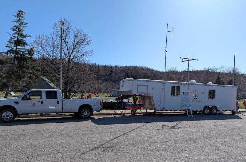 Search crews are seen in Cheticamp, N.S., where they were looking for a missing woman in Cape Breton Highlands National Park on April 28, 2026. (Cheticamp Search and Rescue/Facebook)