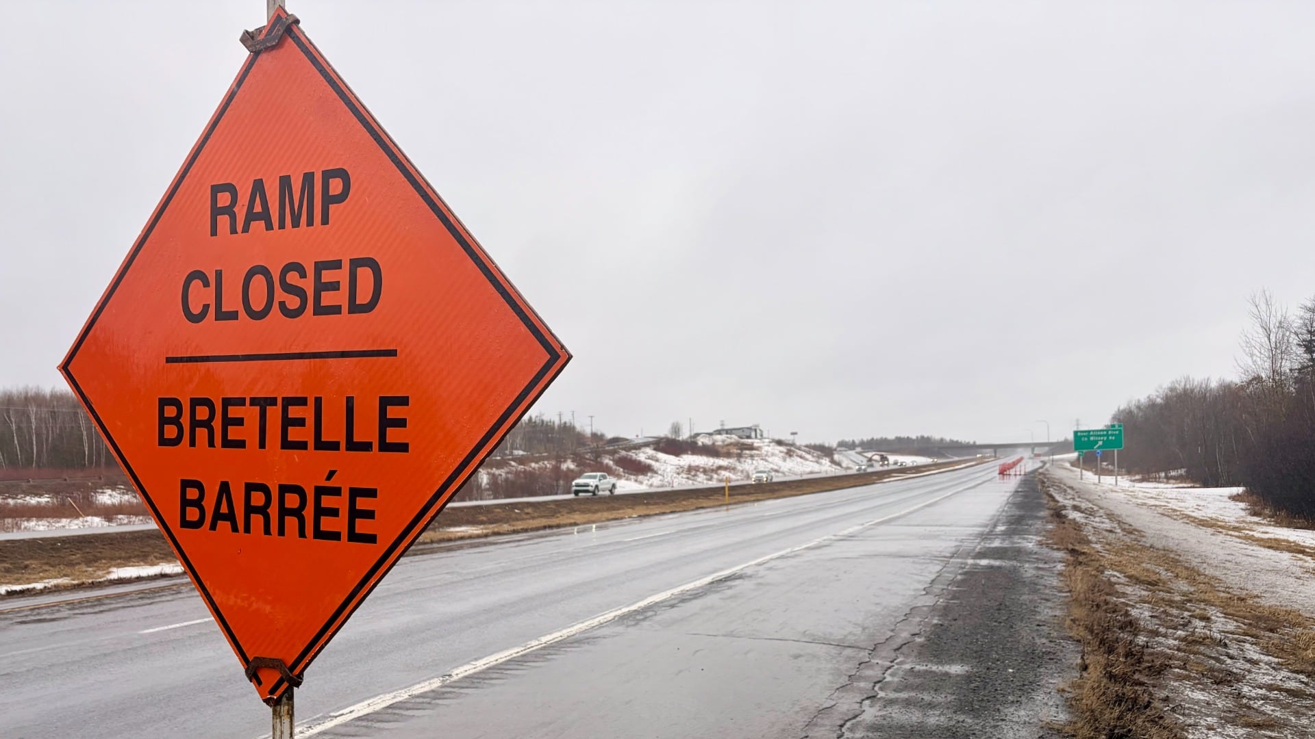 A ramp closed sign is pictured.