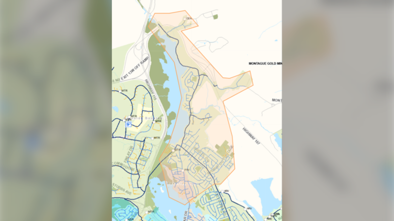 A map showing areas impacted by a boil water advisory is pictured.