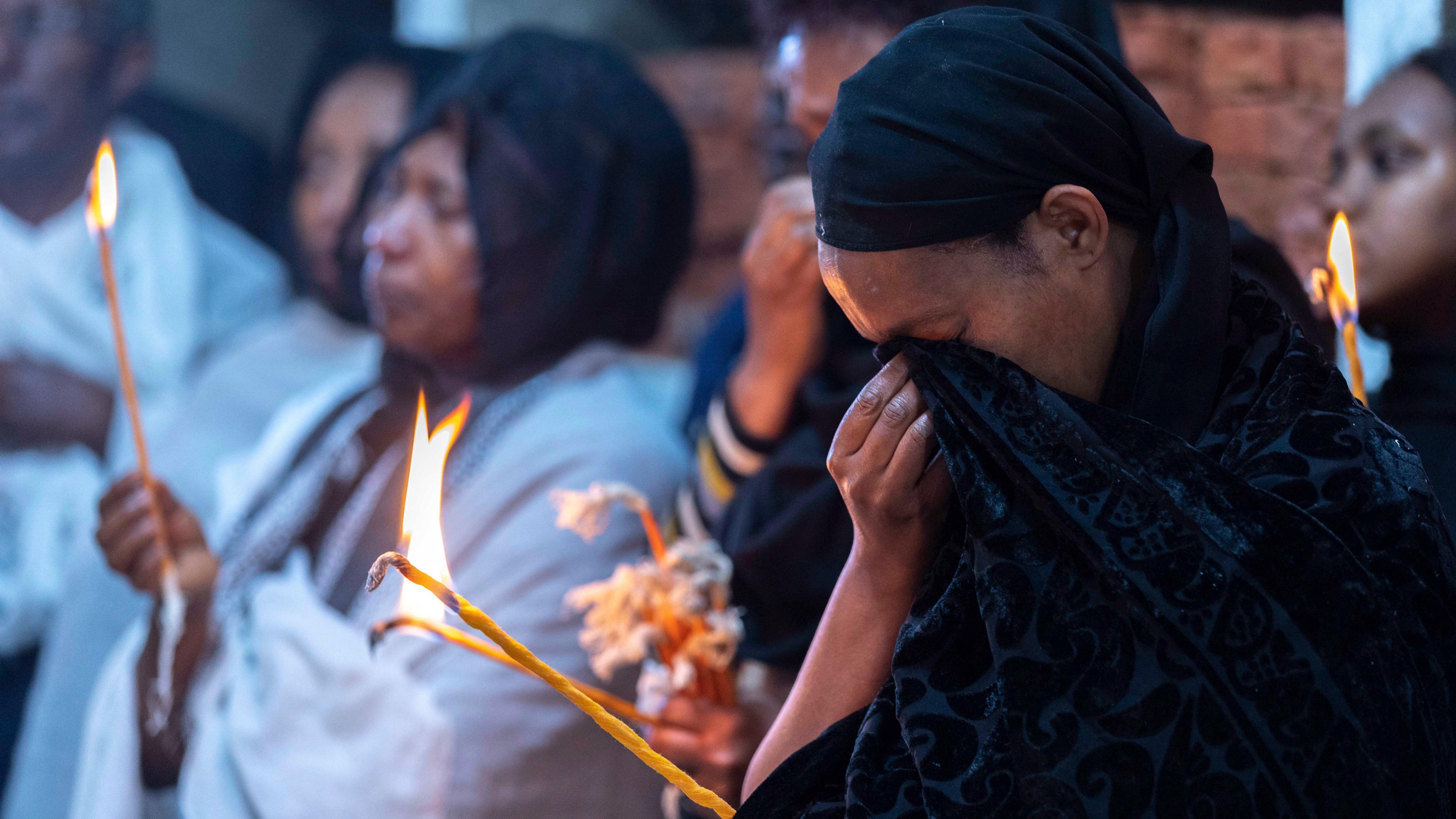 Relatives of Ethiopian Airlines crash victims gather at an anniversary memorial service in Addis Ababa, Ethiopia on March 8, 2020. (Mulugeta Ayene / AP Photo)