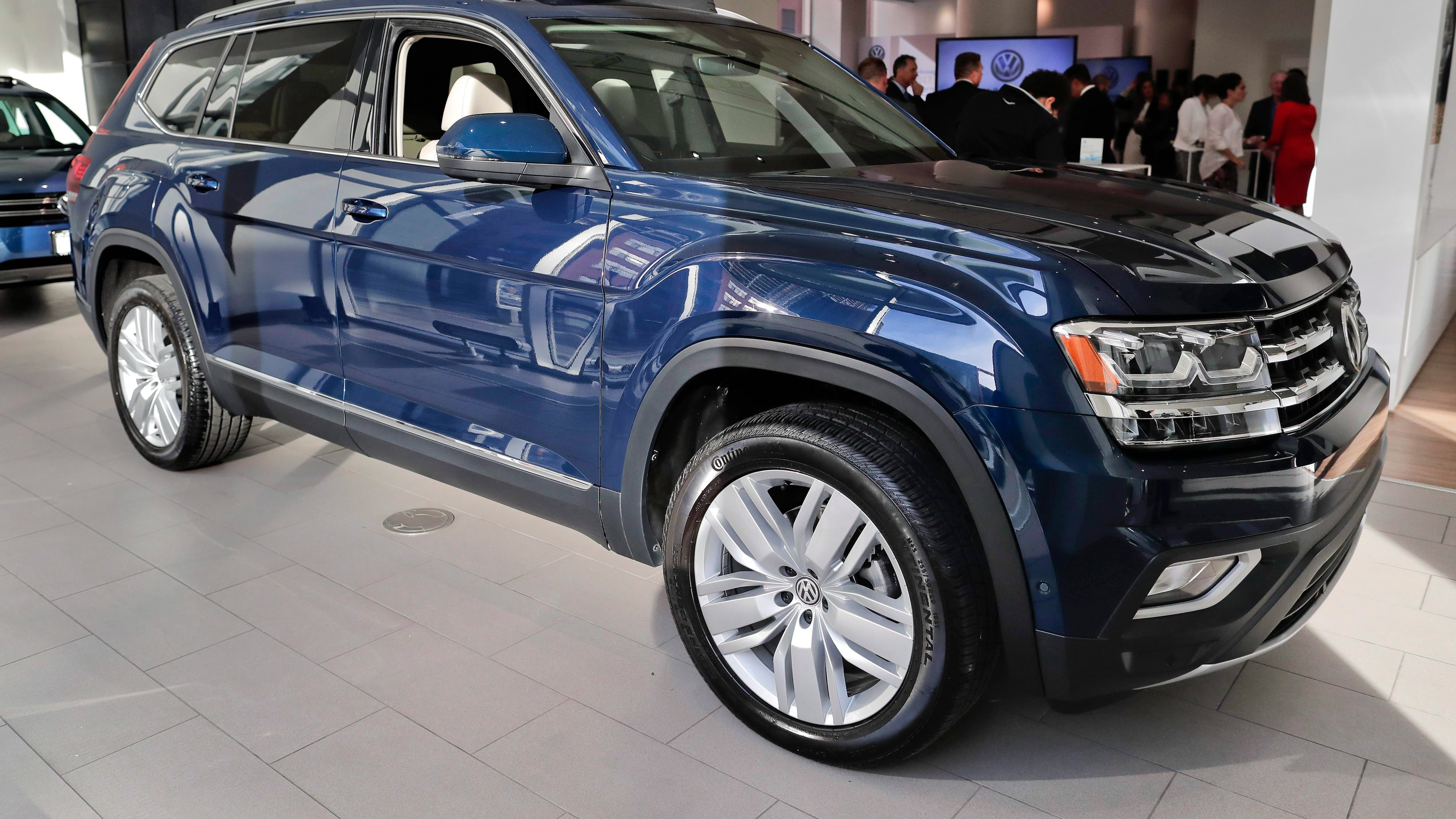 The 2018 Volkswagen Atlas sits on the showroom floor at the company's New York flagship store on April 11, 2017. (Julie Jacobson / AP Photo)