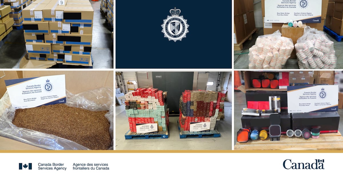Illicit tobacco seized at southern Ontario border