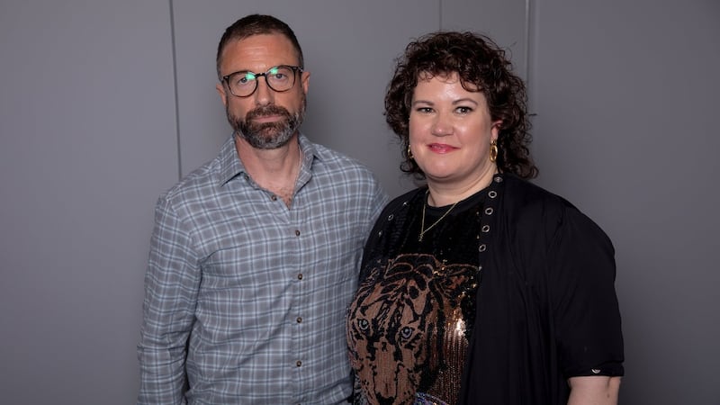 Jacob Tierney, left, and Rachel Reid pose for a portrait in New York on Saturday, April 18, 2026. (Photo by Andy Kropa/Invision/AP)