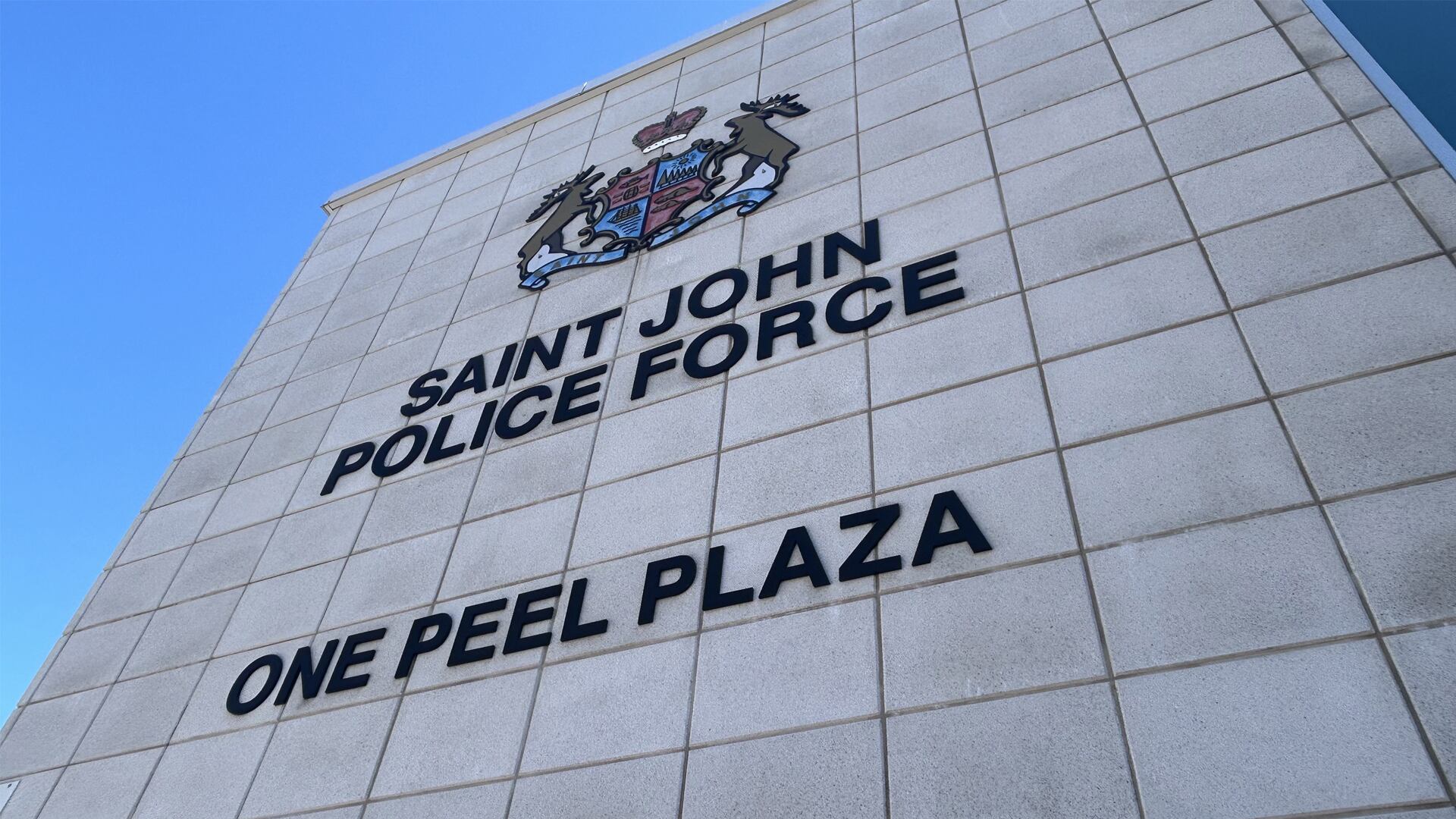 A sign for the Saint John Police Force is pictured on April 10, 2025. (CTV Atlantic/Avery MacRae)