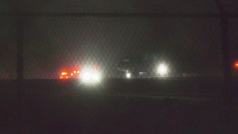 A plane that slid off a runway at Halifax Stanfield International Airport is pictured on Feb. 11, 2026. (Mike Lamb/CTV Atlantic)