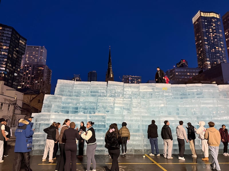Drake’s massive ice sculpture downtown draws hundreds of people as police called to do crowd control