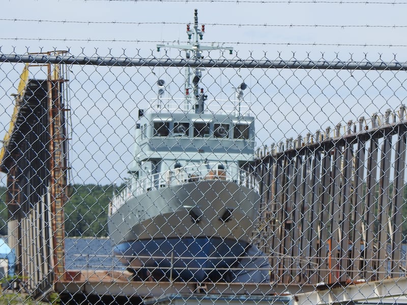 A Kingston-class vessel in Shelburne, N.S., in July 2026.
