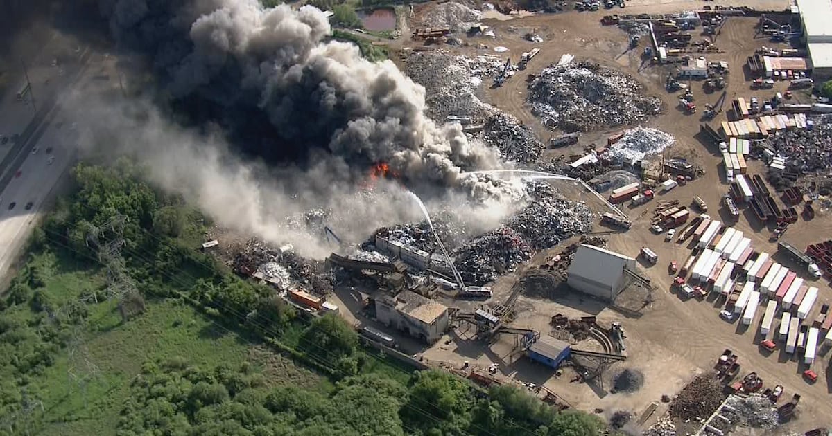 Smoke rising from industrial fire in Brampton