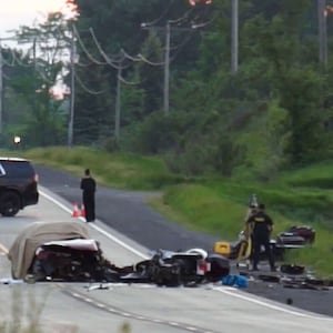 Three dead, one injured in crash involving four motorcycles and car