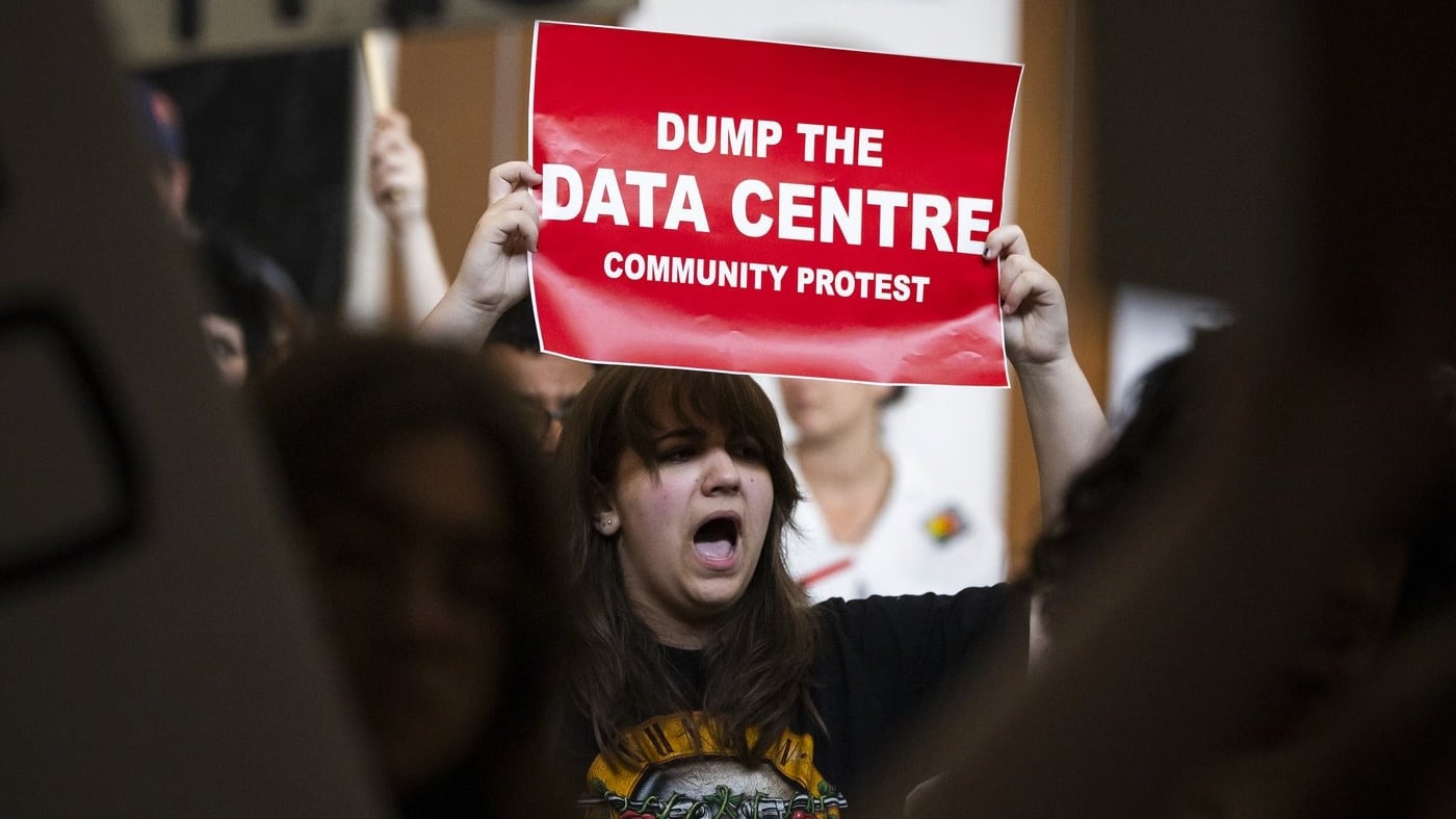 A group of allied New Brunswick residents opposing what could be the first hyperscale data centre in Atlantic Canada say they've uncovered a proposal for a second, smaller one nearby. People in opposition to AI data centres demonstrate outside the council chambers at city hall in Hamilton, Wednesday, July 15, 2026. THE CANADIAN PRESS/Nick Iwanyshyn