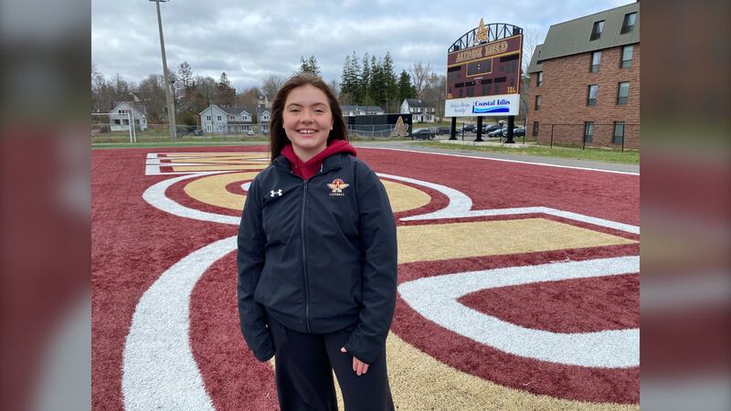 Julia Cameron is pictured at alumni field in Sackville, N.B. (Derek Haggett, CTV Atlantic)