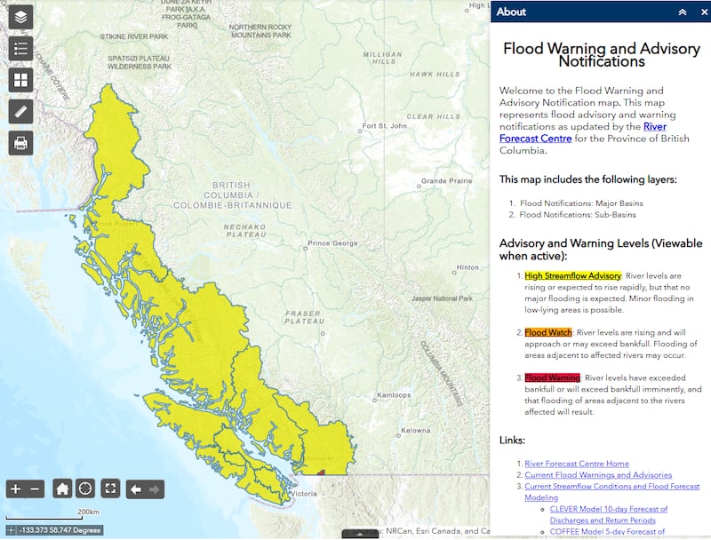 High streamflow advisory