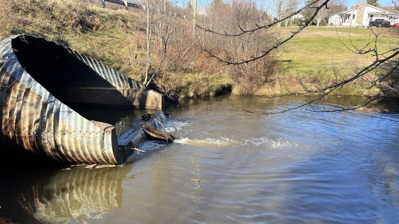 The body of water that Gerard LeBlanc crashed his car into off Route 490 just north of Moncton, N.B. (CTV News Atlantic/Derek Haggett)