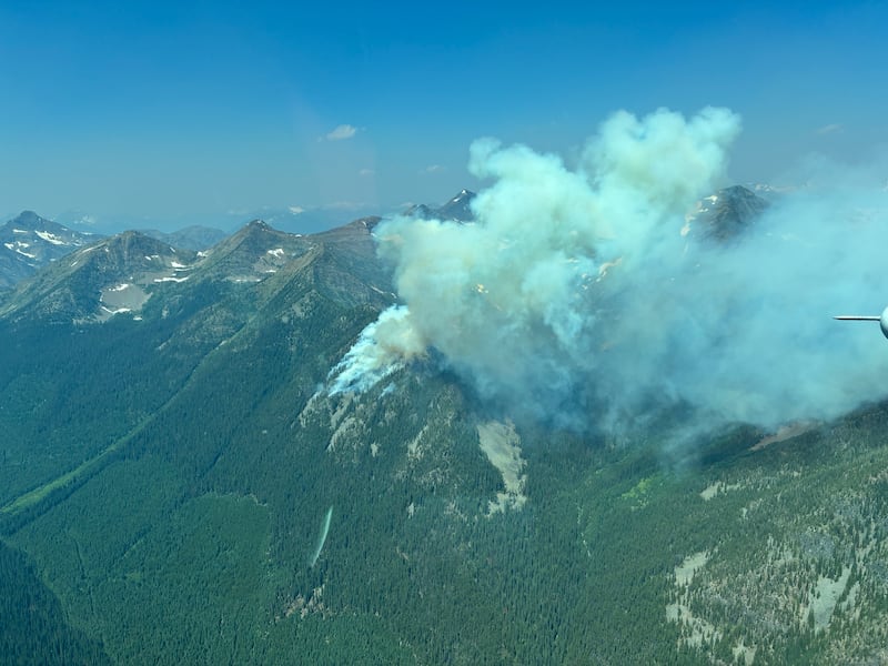 The Matthew Creek wildfire burning out of control near Kimberley, B.C. (BCWS)