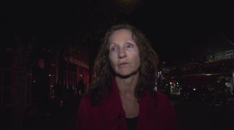 Shasta Spalding was in a neighbouring building when she heard a loud bang and saw flames coming from the historic Cumberland building Sunday night. (Gord Kurbis)