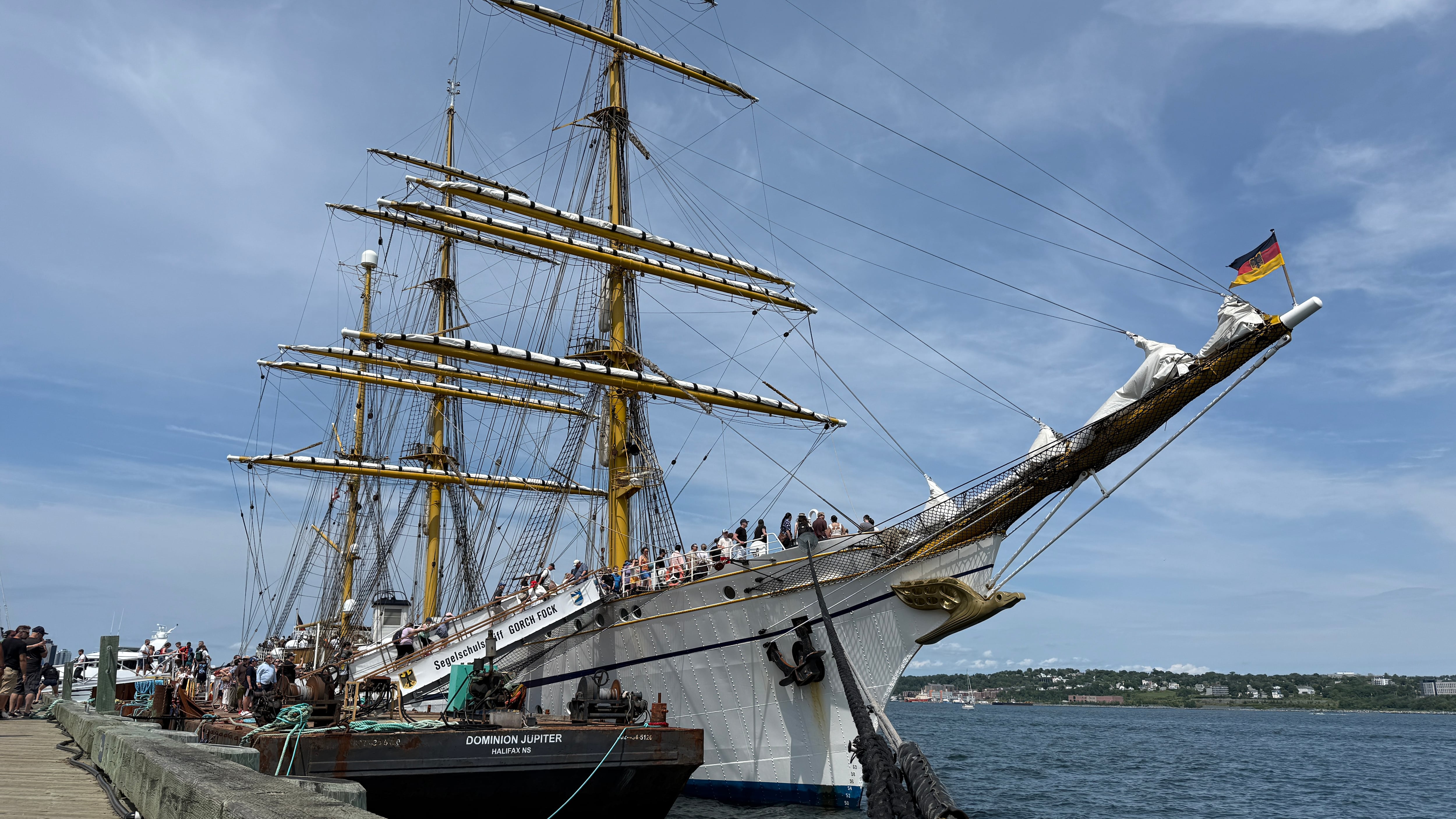 The Gorch Fock is pictured in Halifax on August 2, 2026. (Callum Smith/CTV Atlantic)