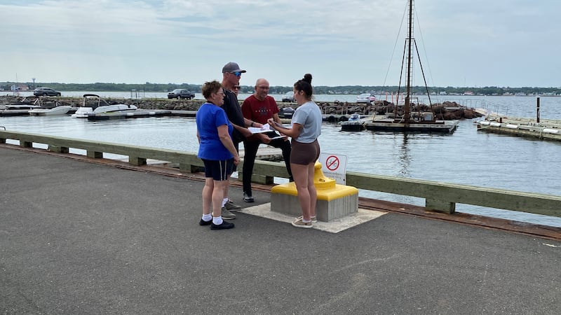 A group of people are pictured during the search for missing kayaker Luc Bourgeois. (Derek Haggett/CTV Atlantic)