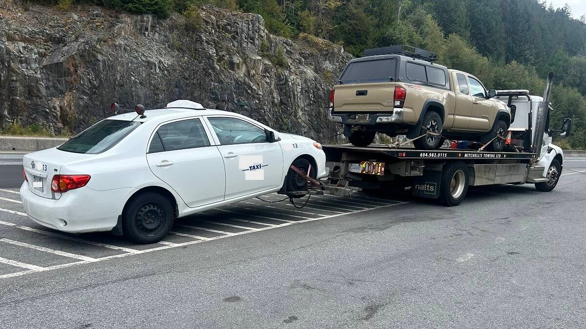 The taxi was one of 21 vehicles police said were impounded for excessive speeding on the Sea to Sky Highway on Labour Day. (Handout)