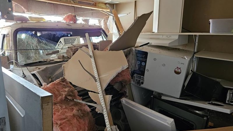 A van crashed into the kitchen area of Young Champions Daycare in Stony Plain, Alta. on June 4, 2026, injuring a worker. (Credit: RCMP)