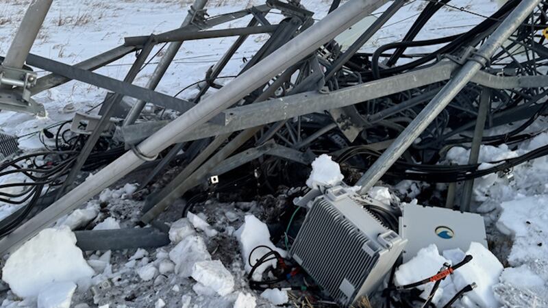The Telus tower near Daysland, Alta. was vandalised on Dec. 21, 2025. (Source: Telus)