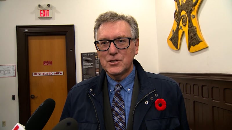 Defence lawyer Stan MacDonald speaks to reporters at Halifax provincial court on Nov. 10, 2025. (CTV News Atlantic)