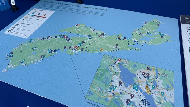 A map of charging stations in Nova Scotia. (Callum Smith/CTV News)