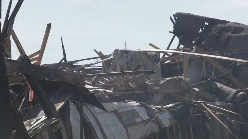 The aftermath of a fatal explosion and fire at an apartment building at 82 Street and 132 Avenue. (Brandon Lynch/CTV News Edmonton)