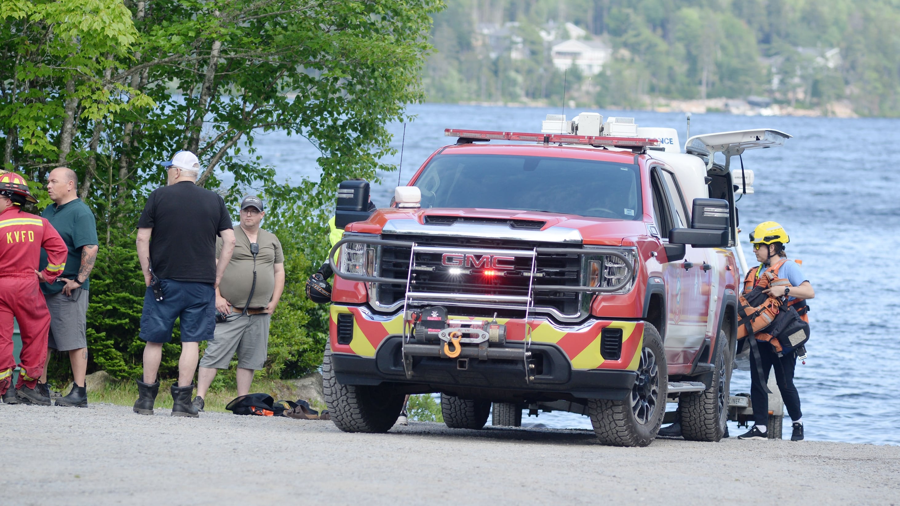 Emergency and search crews respond to a boating accident that left one man dead and another missing on Aylesford Lake on July 1, 2026. (Submitted: Bill Roberts)