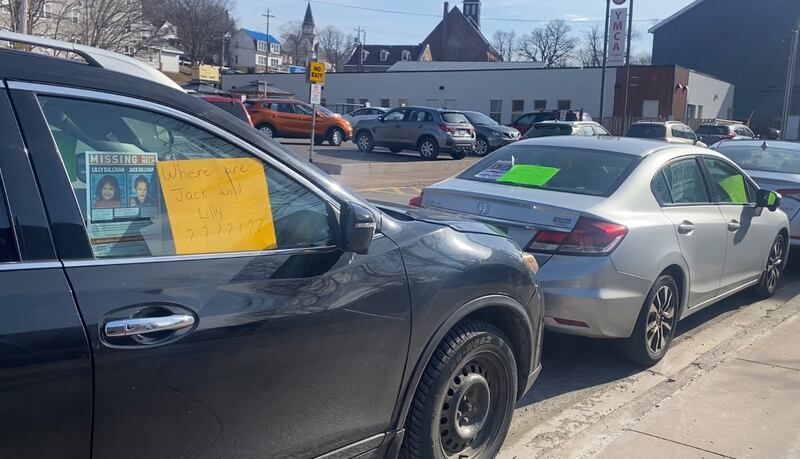 Cars are seen outside Pictou provincial court during a court appearance for Daniel Martell on March 30, 2026. (Hafsa Arif/CTV News Atlantic)