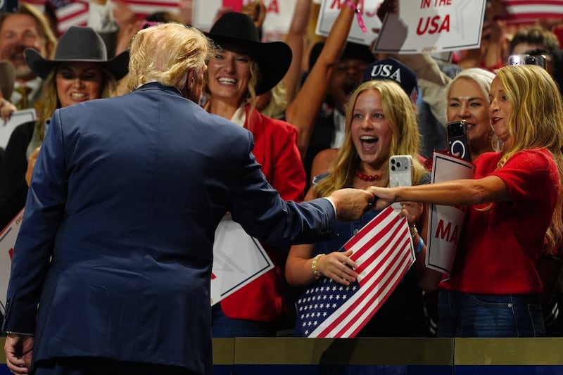 U.S. President Donald Trump arrives at the Republican convention in Dallas on Sept. 9, 2026. (Julia Demaree Nikhinson / AP Photo)