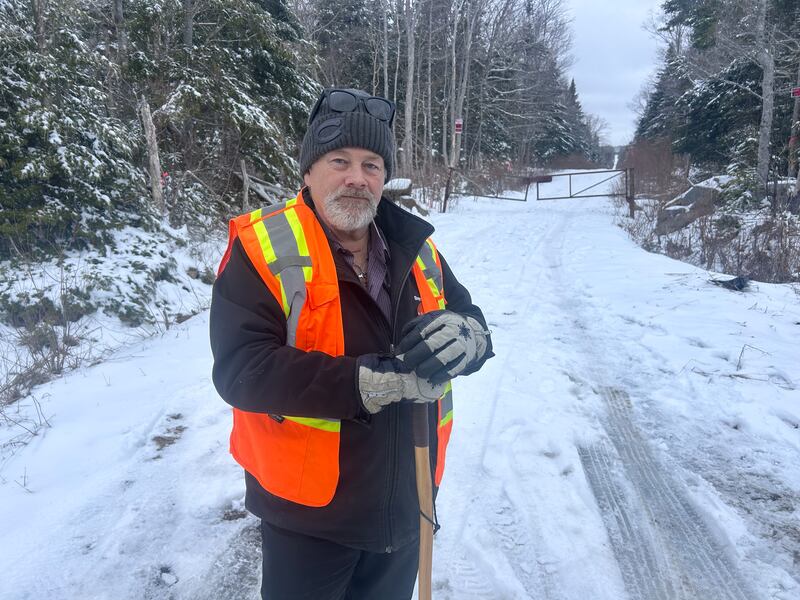 Ken MacDonald stands in front of the Moose Trail off the Morrison Road on Sunday afternoon. (Ryan MacDonald/CTV Atlantic)