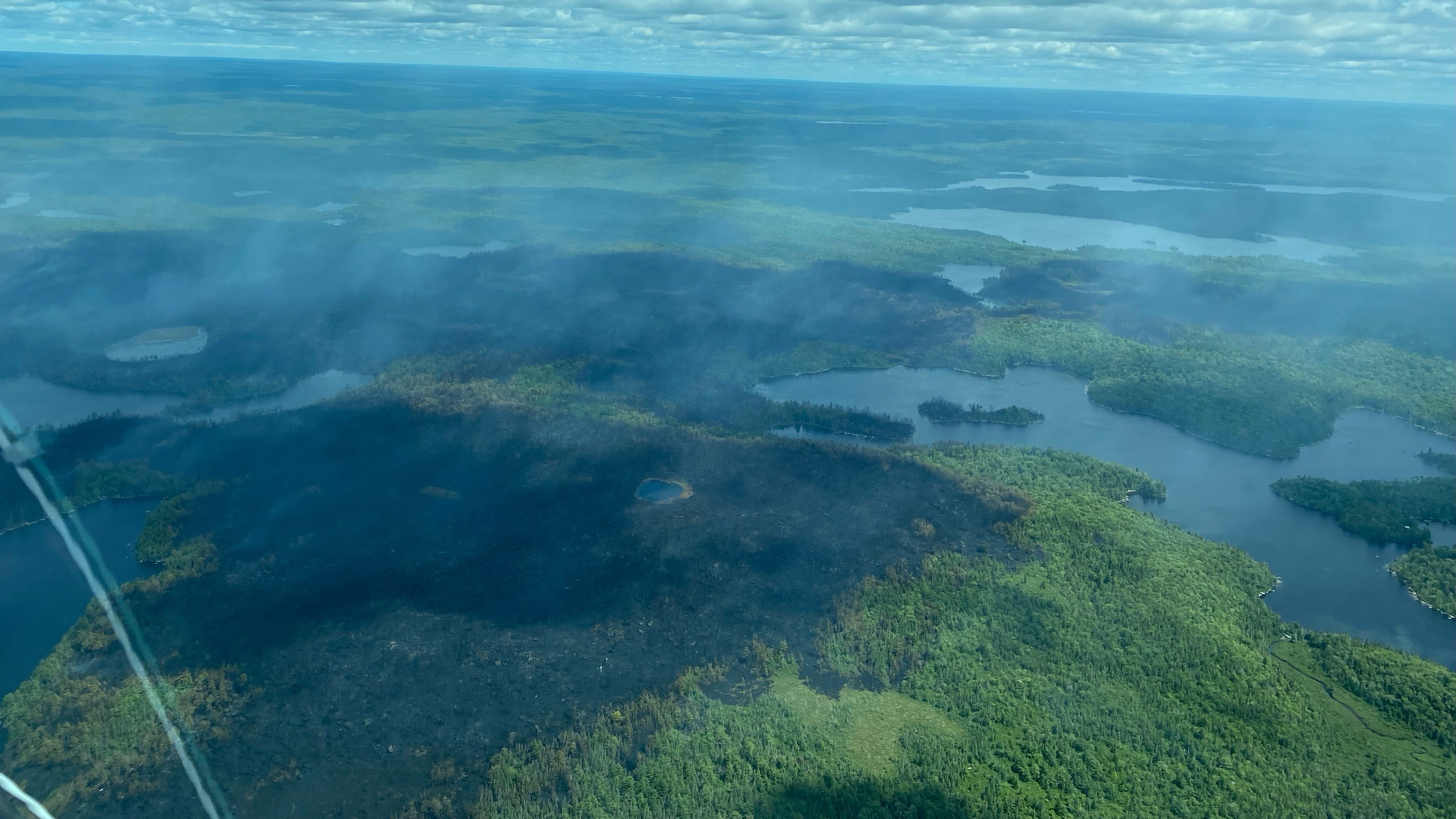 The area affected by the Mooseland Road wildfire in Nova Scotia is pictured from above. (Courtesy of the N.S. DNR)