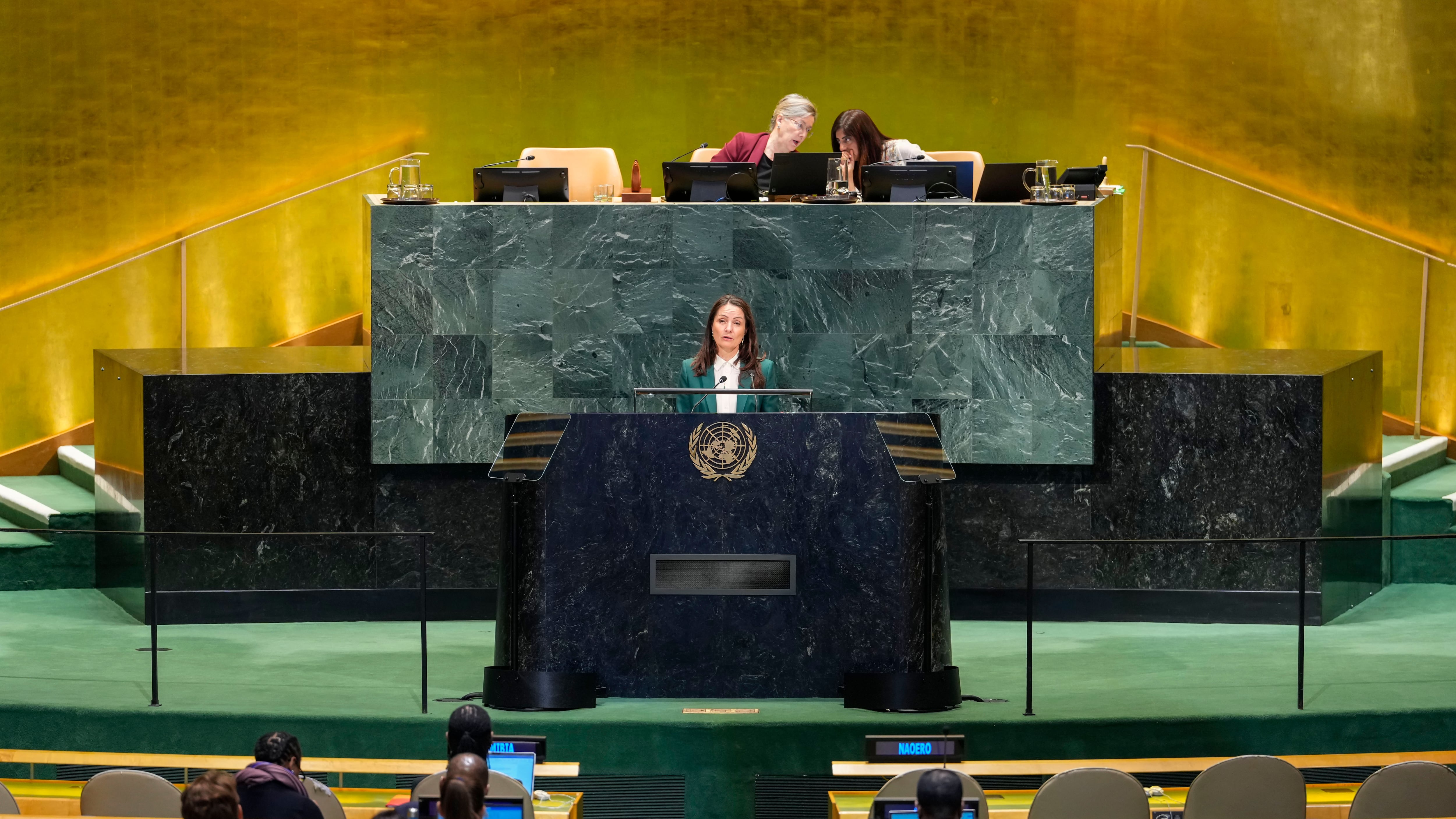 Denmark's Permanent Representative to the United Nations Christina Markus Lassen addresses the 81st session of the United Nations General Assembly at UN headquarters on Sept. 28, 2026. (Yuki Iwamura / AP Photo)