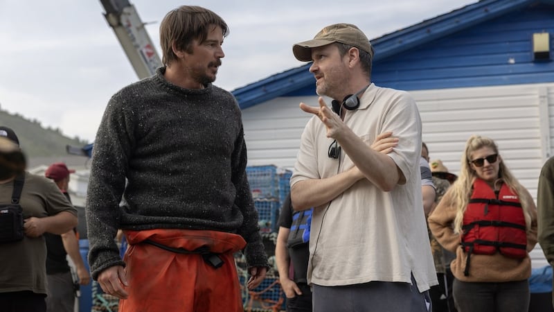 Josh Hartnett, left, as Calvin and Showrunner/Executive Producer Jesse McKeown are shown in this handout photo behind the scenes of episode 101 of "Below." THE CANADIAN PRESS/Handout - Netflix, Jan Thijs