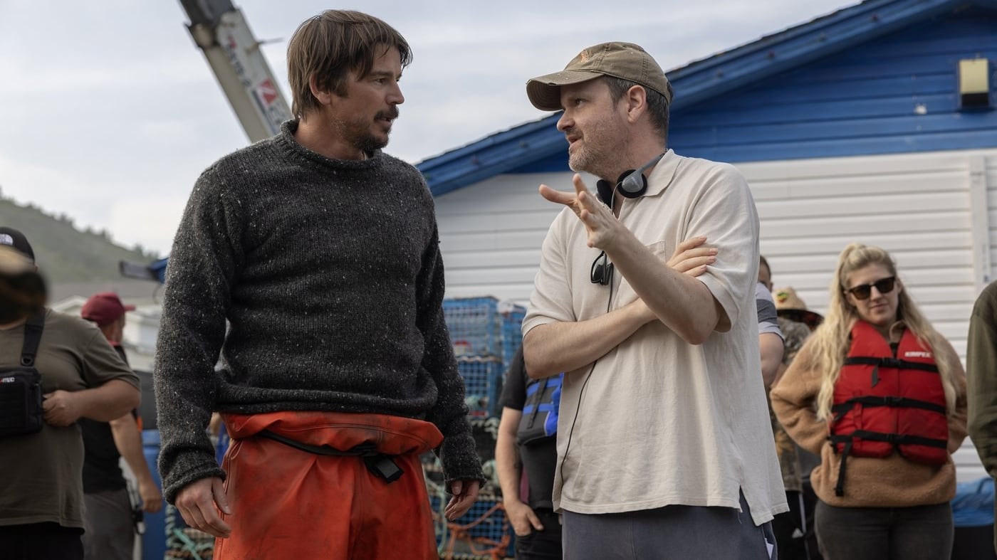 Josh Hartnett, left, as Calvin and Showrunner/Executive Producer Jesse McKeown are shown in this handout photo behind the scenes of episode 101 of "Below." THE CANADIAN PRESS/Handout - Netflix, Jan Thijs