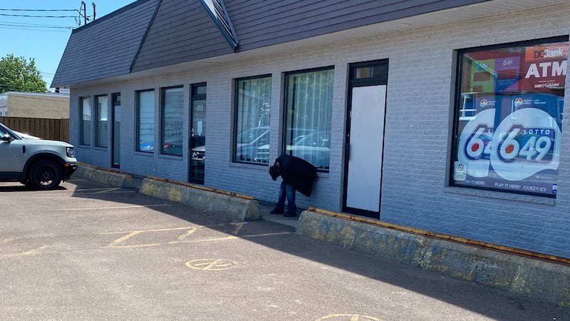 A suspected drug user is seen in Moncton, N.B., on June 4, 2026. (Derek Haggett/CTV News Atlantic)