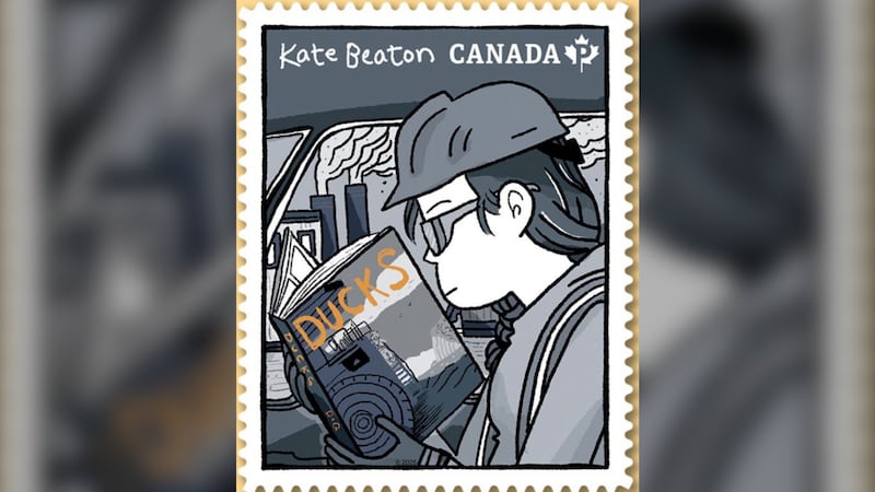 Cartoonist Kate Beaton is pictured on a stamp. (Courtesy: Canada Post)