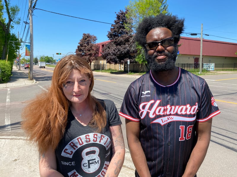 Heidi Callaghan and Tre Miller are seen on St. George Street in Moncton, N.B., on June 4, 2026. (Derek Haggett/CTV News Atlantic)