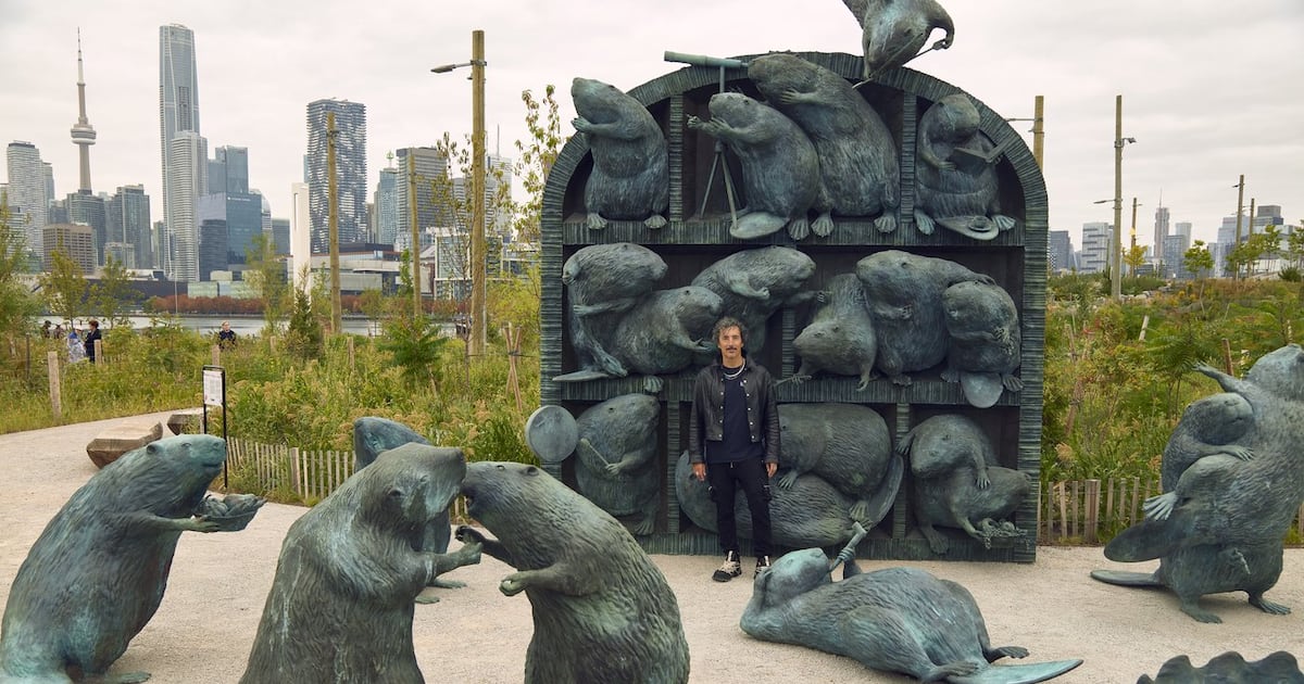 Kent Monkman debuts beaver sculpture in Toronto's ambitious new waterfront park