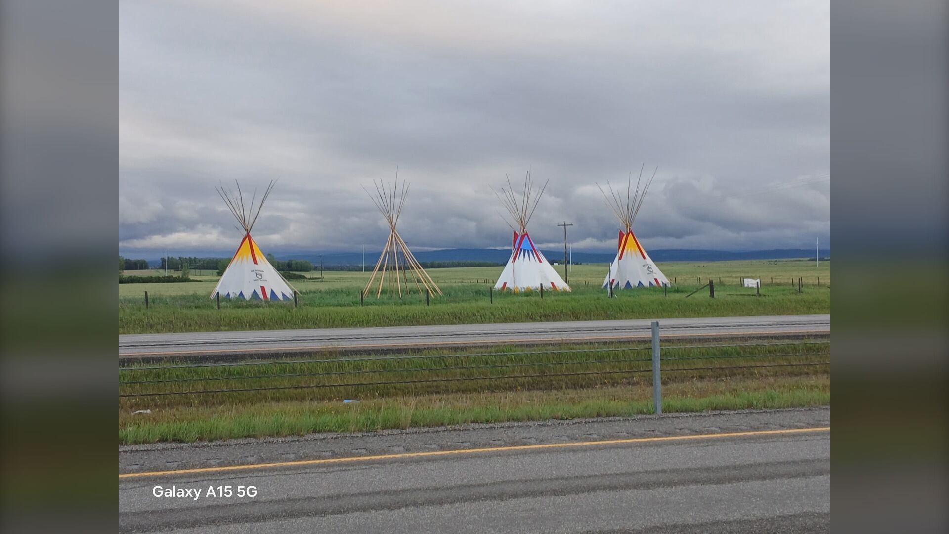 A teepee was stolen from a site by the Trans-Canada Highway west of Calgary on Wednesday, Aug. 13, 2025.