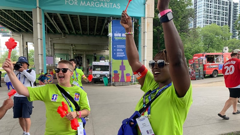 A maple leaf-shaped 'Canadian clapper' sparks a World Cup buzz across Toronto