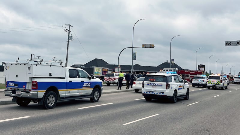 A vehicle hit Young Champions Daycare on 48 Street in Stony Plain on June 4, 2026. (Brandon Lynch/CTV News Edmonton)