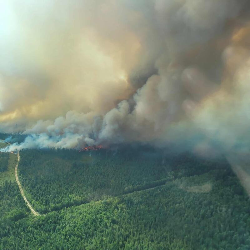 A wildfire in the Miramichi area is pictured on Aug. 10, 2025. (Source: N.B. DNR)
