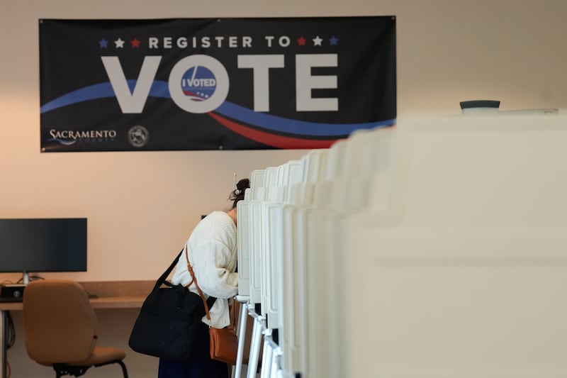A voter casts her ballot for the California primary election in Sacramento, Calif., on  June 2, 2026. (Rich Pedroncelli / AP Photo)