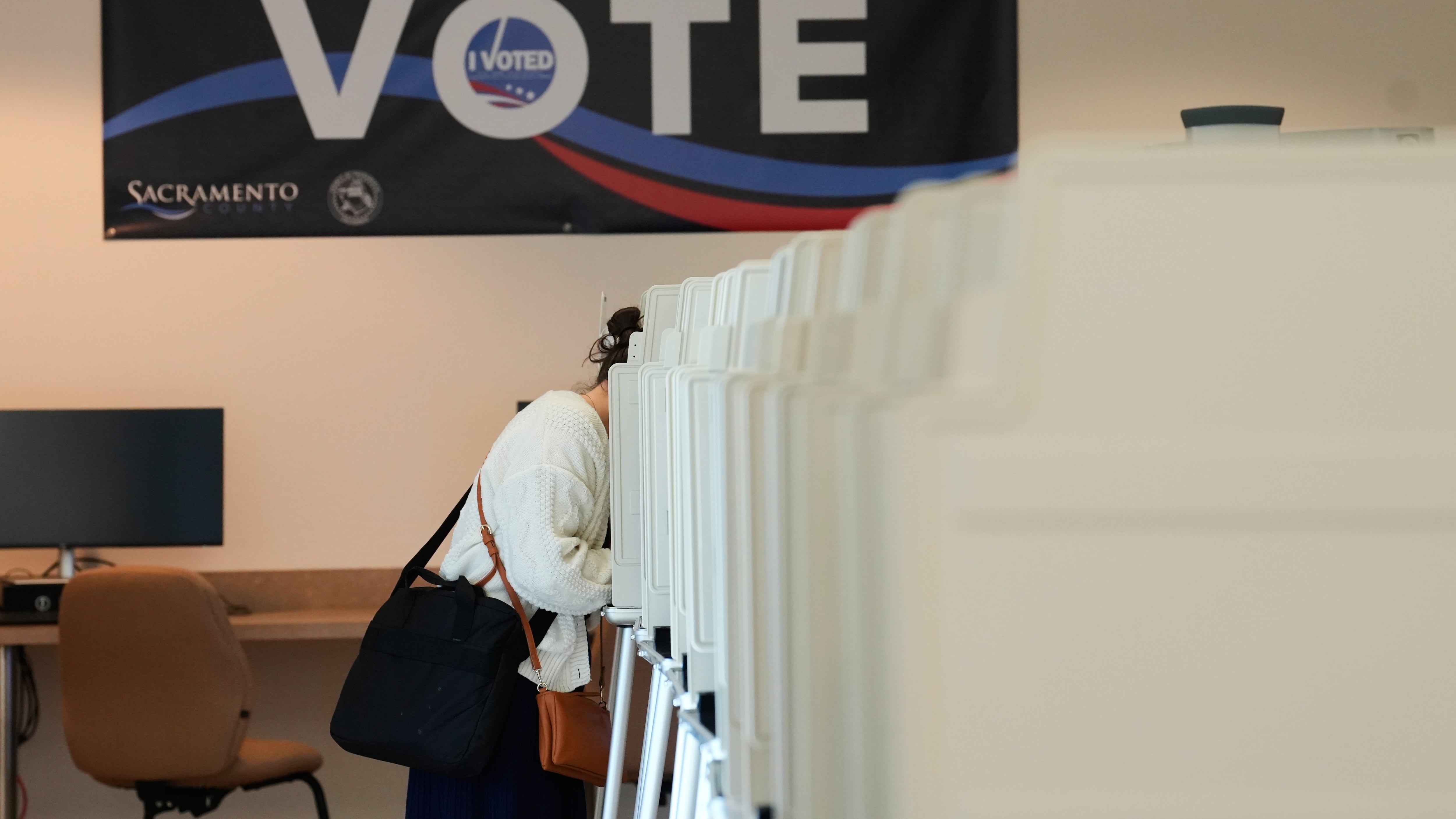 A voter casts her ballot for the California primary election in Sacramento, Calif., on June 2, 2026. (Rich Pedroncelli / AP Photo)