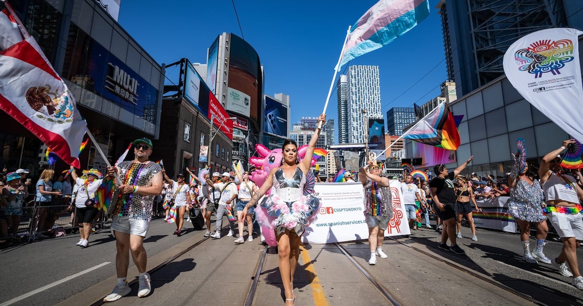 Revellers drench Mark Carney with water as Toronto celebrates Pride Parade