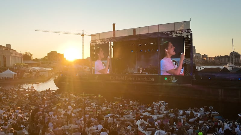 Pia Toscano performs during David Foster’s 40th anniversary concert in Victoria’s Inner Harbour on Aug. 8, 2026.