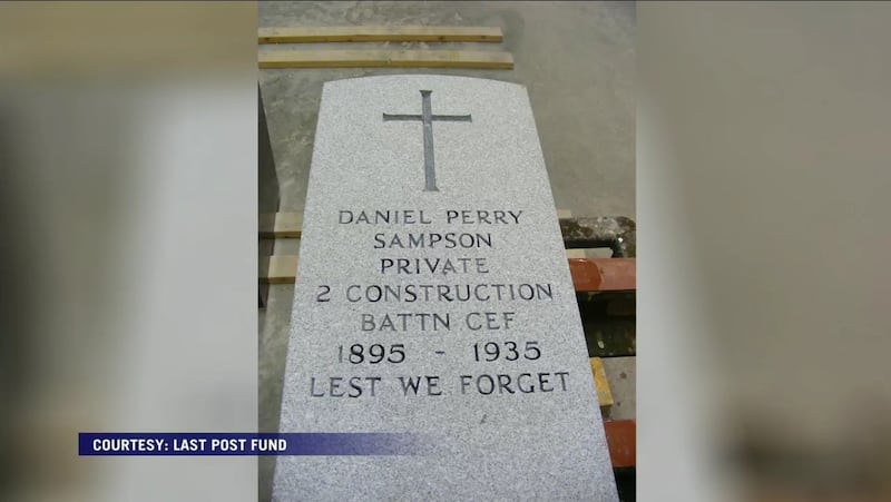 A grave marker for Daniel Perry Sampson, who was a member of the celebrated No. 2 Construction Battalion in the First World War. (Courtesy: Last Post Fund)
