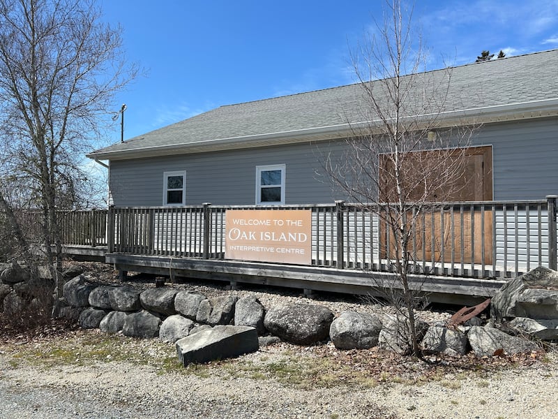 The Oak Island interpretive centre is pictured on Oak Island, N.S., on April 28, 2026. (Emma Convey/CTV News Atlantic)