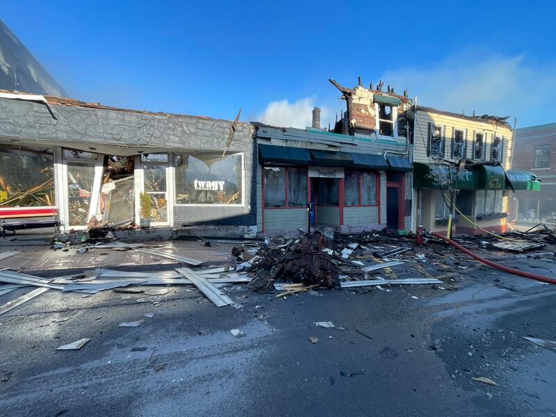A large fire in New Glasgow, N.S., on April 8, 2026, destroyed three buildings on Provost Street. (CTV Atlantic / Carl Pomeroy)